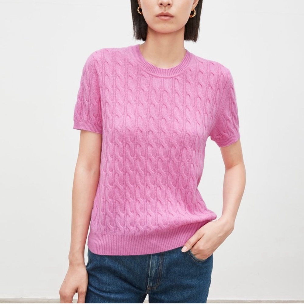 CHICJOC 100% Pure Cashmere Cable-Knit Crewneck Sweater